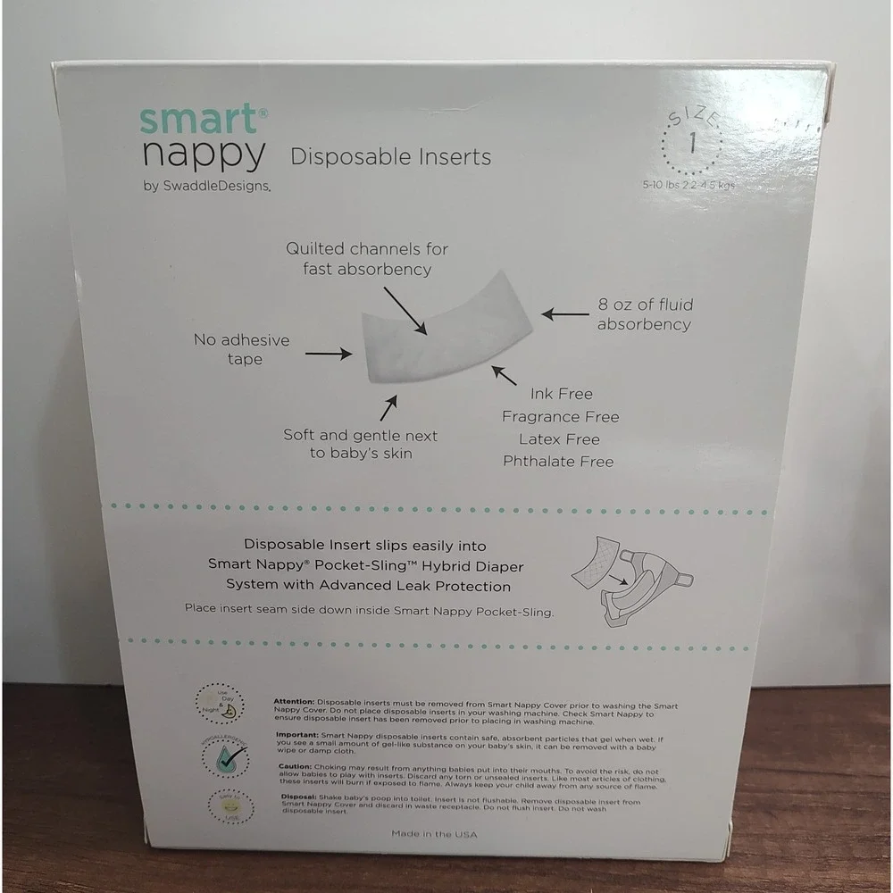 Smart Nappy Disposable Inserts Size 1 Box Of 28 Hypoallergenic D5